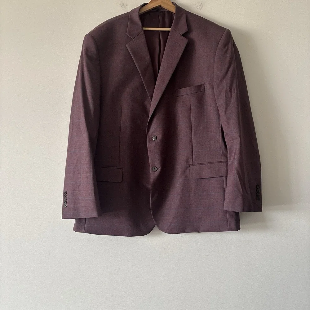 Jos A Bank Tailored Fit Blazer Sport Coat Windowpane Sz 50R Wool Blend Old Money